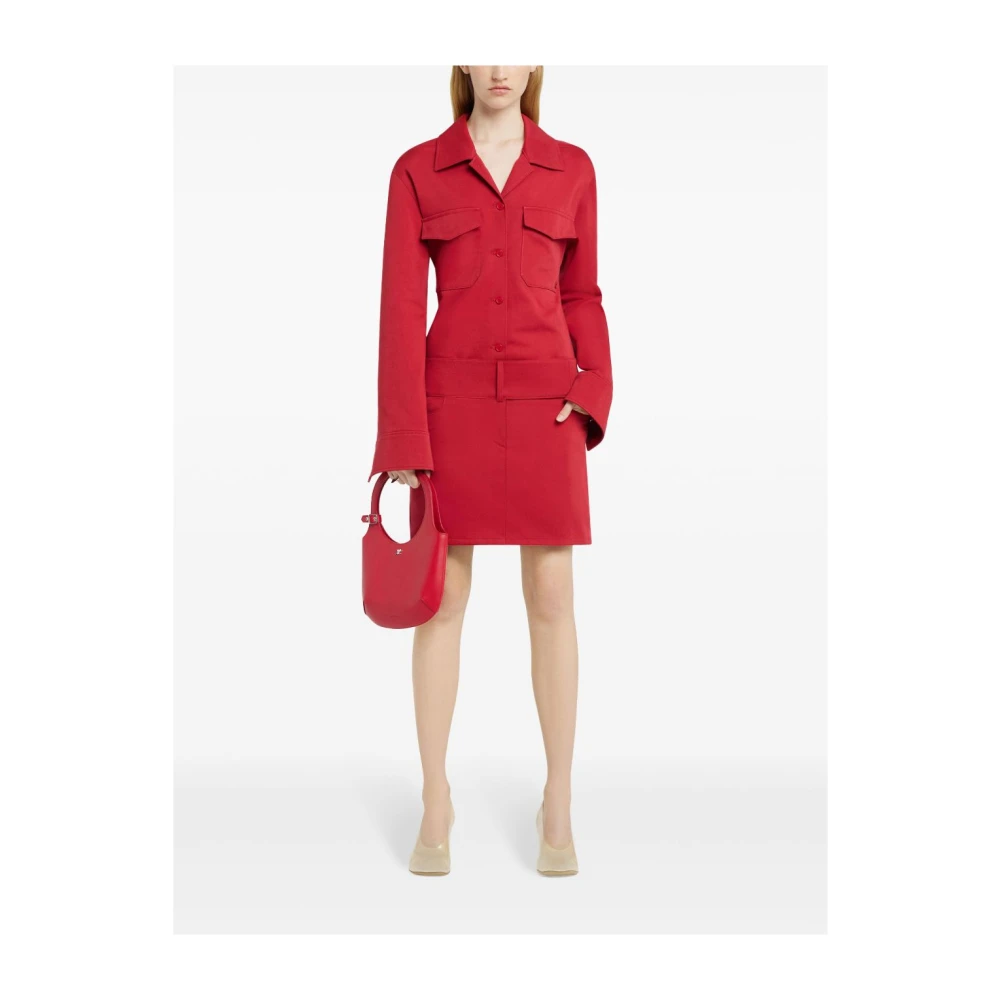 Courrèges Rode Katoenen Shirt met Klepzakken Red Dames