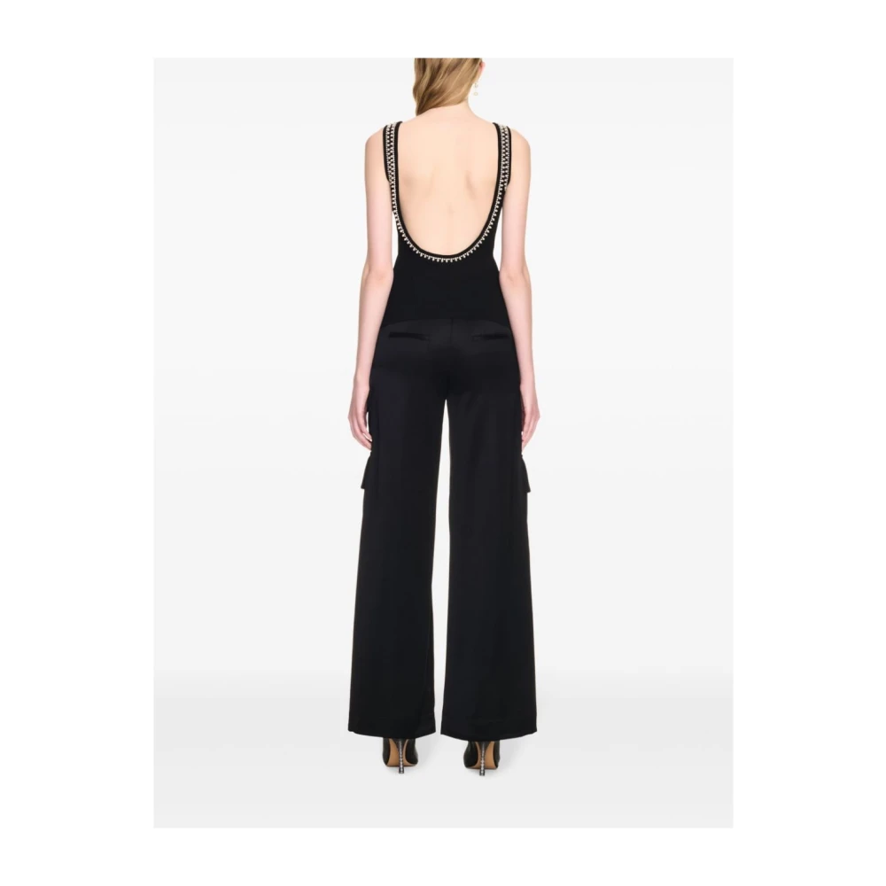Off White Zwarte Geribbelde Gebreide Top met Logo Black Dames