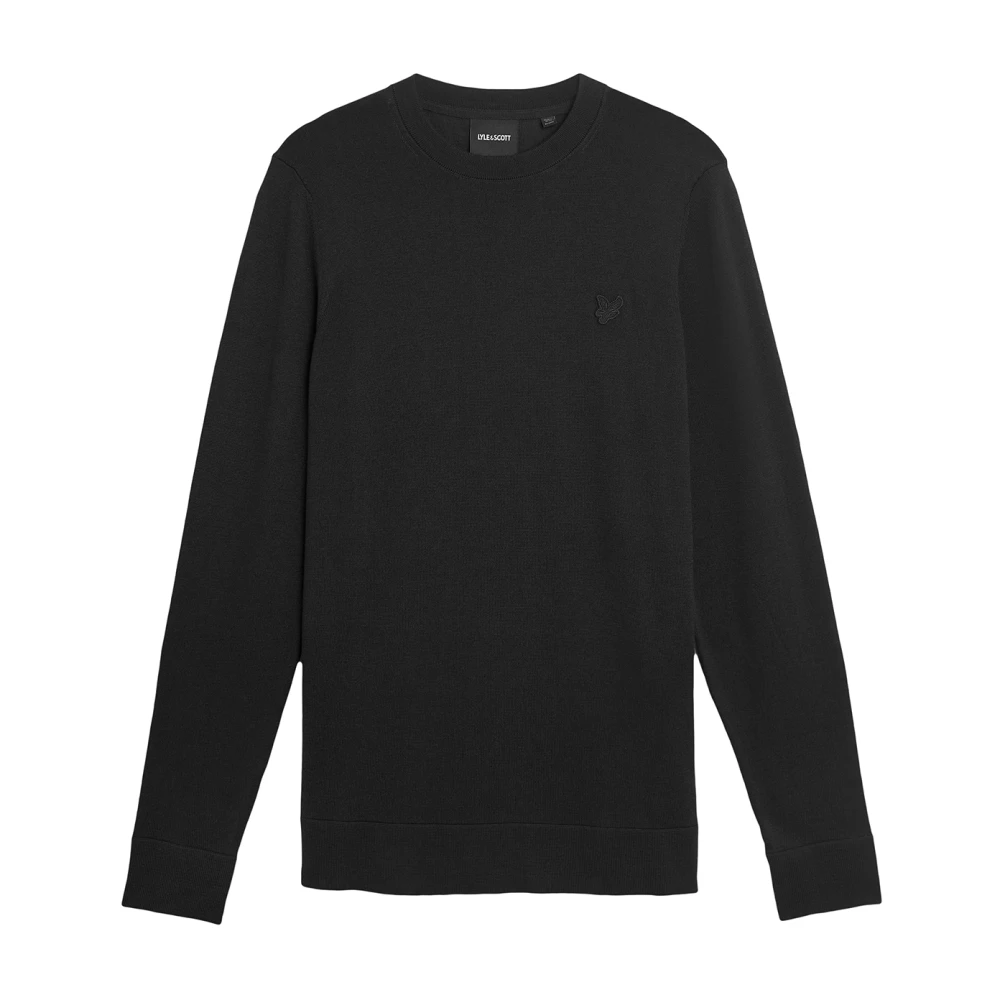 Lyle & Scott Men's Black Sweatshirts, 2XL, Mid Knits Tonal Superfine Crew Neck Jumper