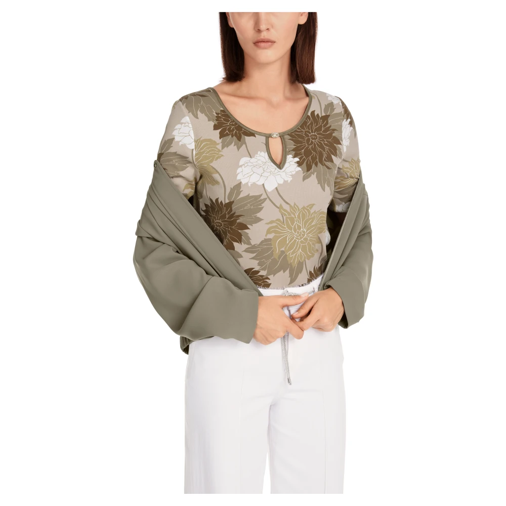 Marc Cain Bloemen Rib T-shirt Multicolor Dames