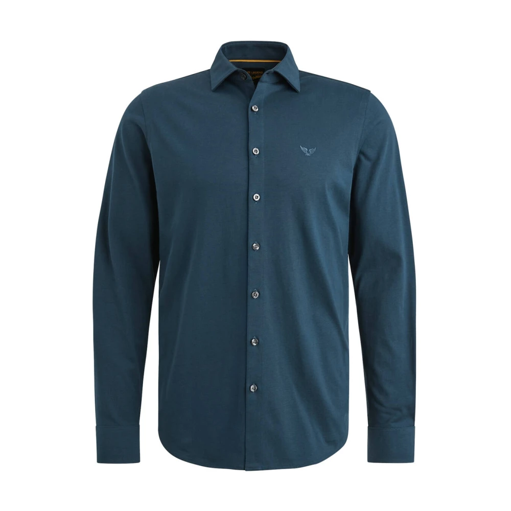 PME Legend Satin Jersey Lange Mouw Shirt Blue Heren
