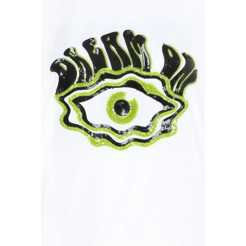 SPORTMAX Wit Oogprint Slim Fit T-Shirt White Dames