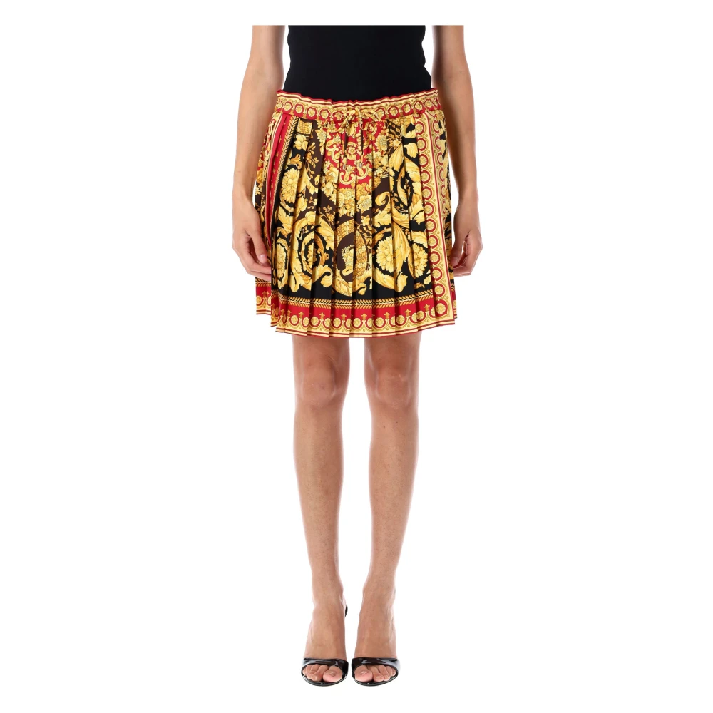 Versace Women's Multicolor Short Skirts, M, Barocco Pleated Mini Skirt