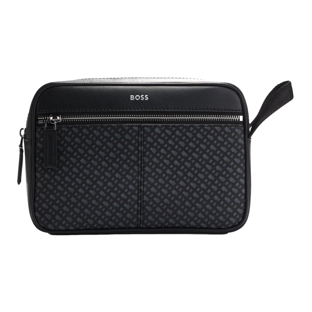 Hugo Boss Monogrammed Beauty Case Zair N_Washbag Black, Herr