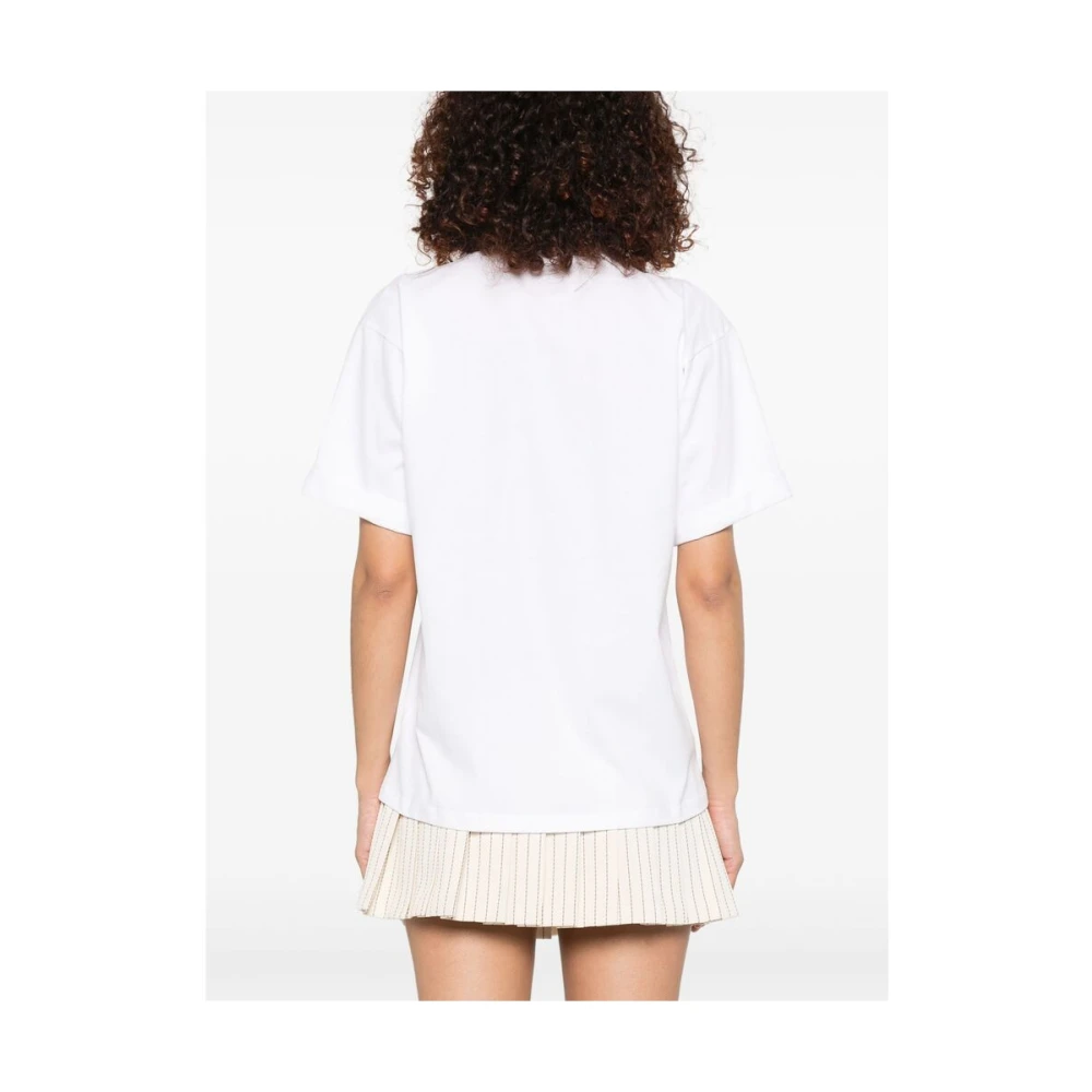 Elisabetta Franchi Witte Crew Neck Korte Mouw T-shirt White Dames