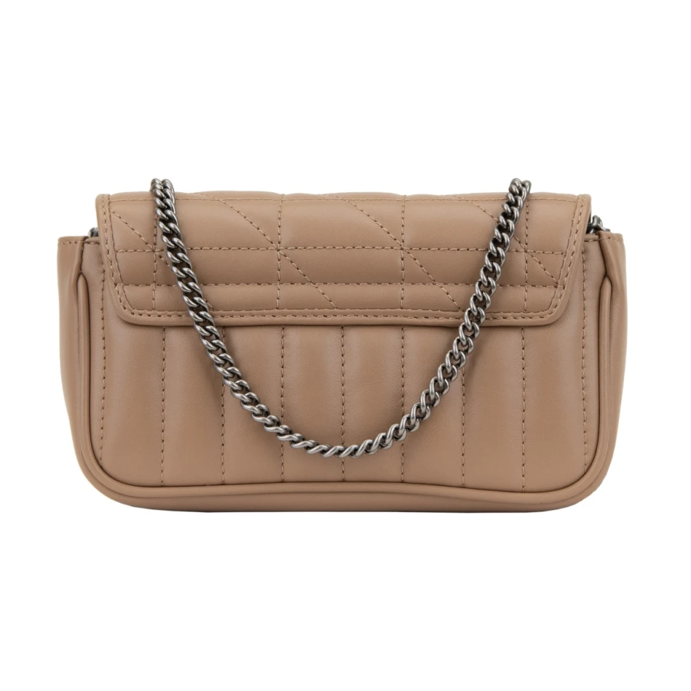 Gucci Gewatteerde leren schoudertas met metalen ketting Beige Dames