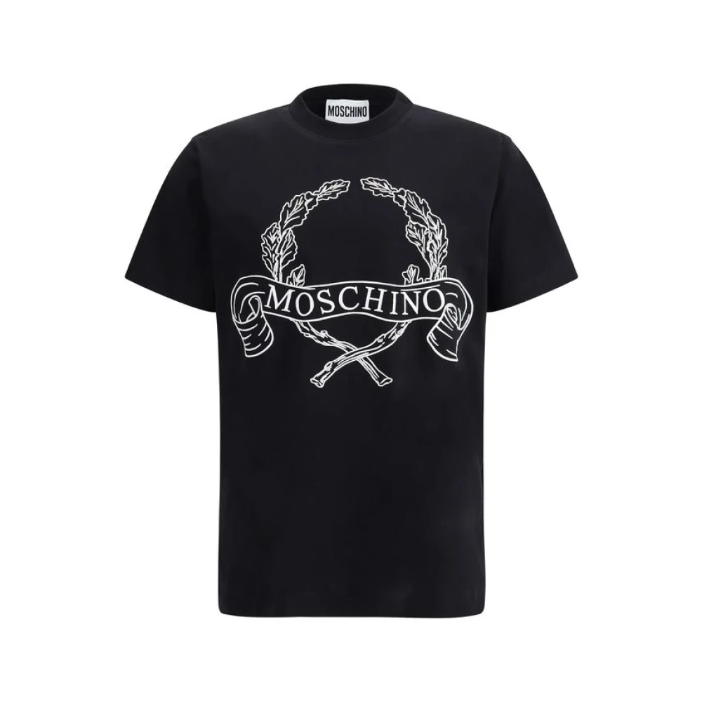 Moschino Homme Noir Tops, Taille: S T-Shirt Brodé Avec Logo