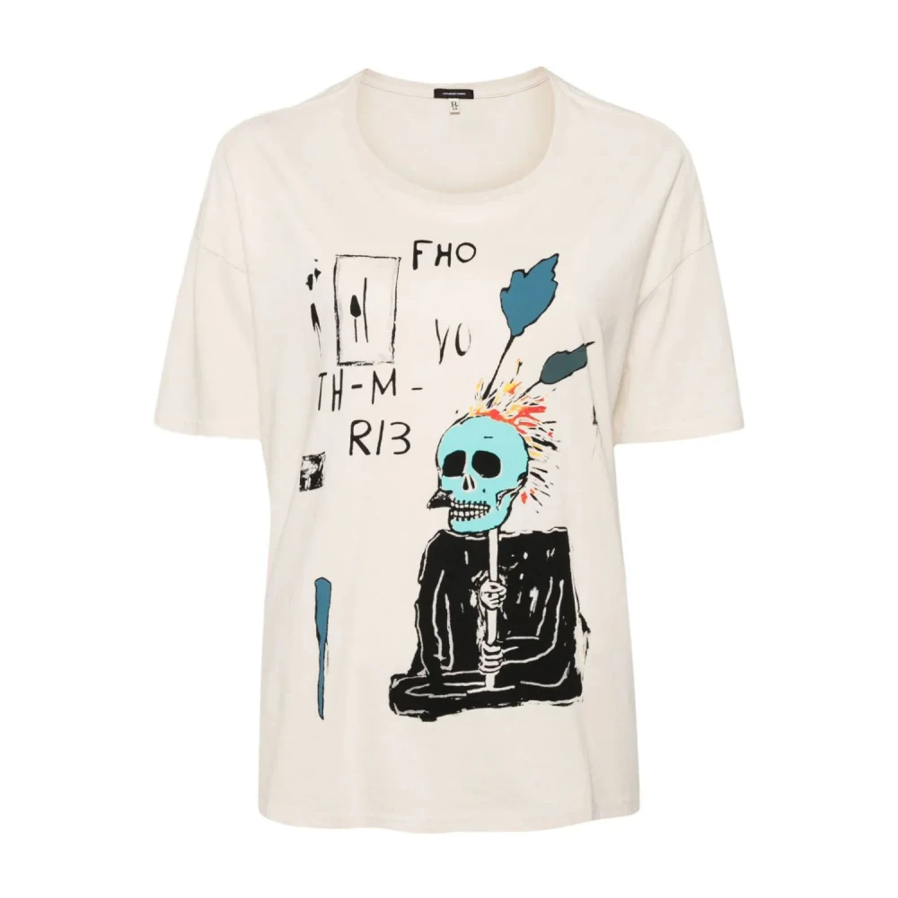 R13 Punk Sketch Relaxed T-shirt Beige Dames