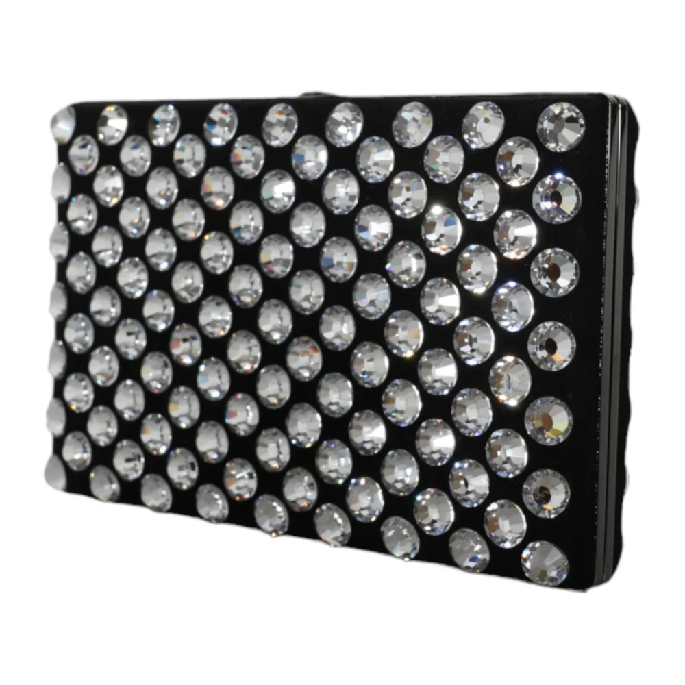 Dolce & Gabbana Kristalversierde Fluwelen Avond Clutch Black Dames