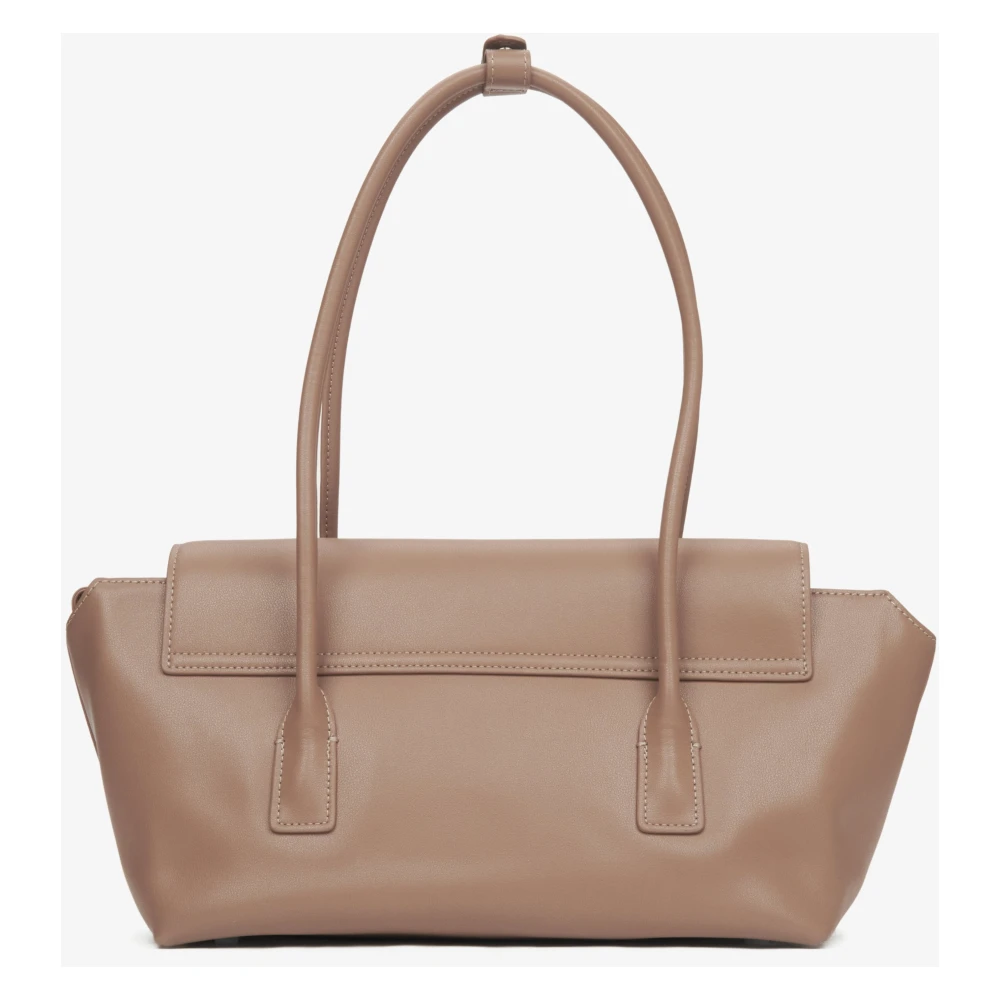 Estro Dames Beige Leren Schoudertas met Lange Handvatten Beige Dames