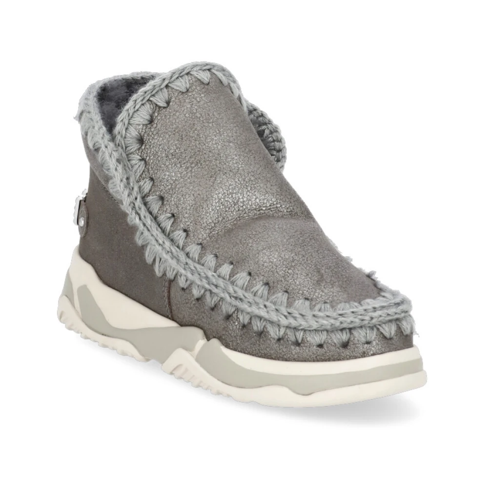 Mou Grijze Shearling Trainer Boot Gray Dames