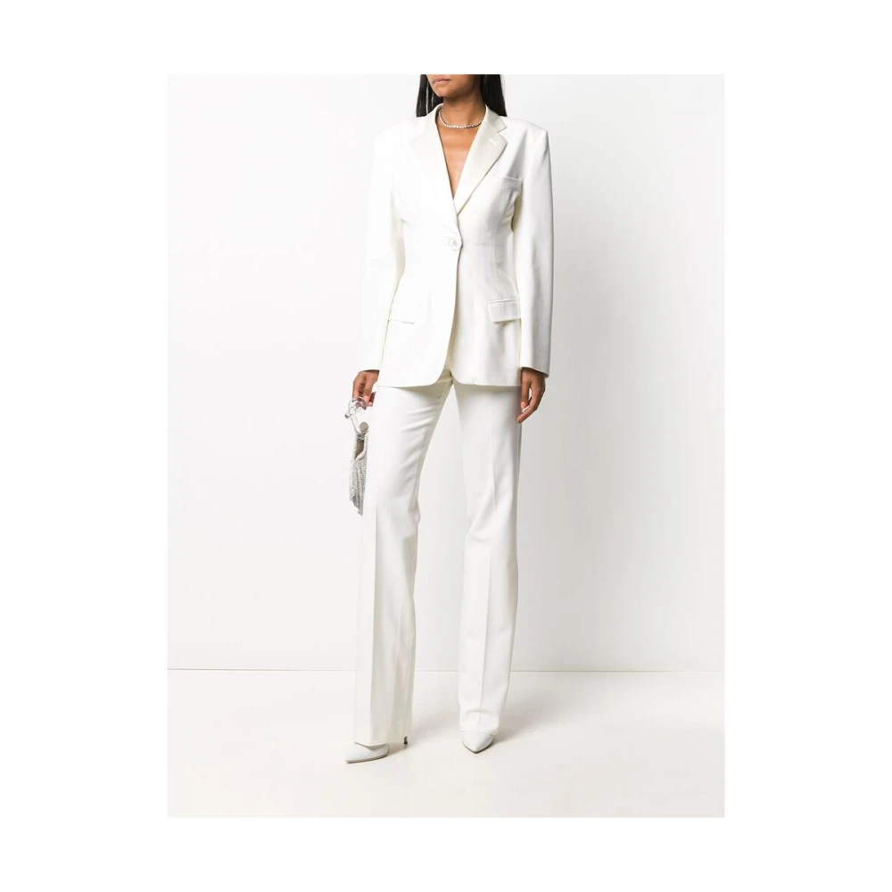 The Attico Witte Wolmix Gestreepte Broek White Dames