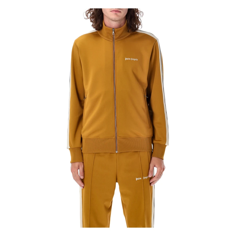 Palm Angels Gouden Bruin Gebreide Trackjacket Aw24 Brown Heren