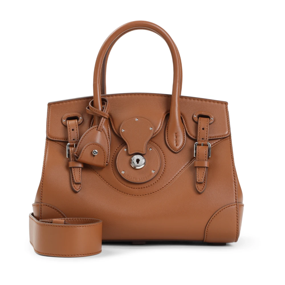Ralph Lauren Donna Marrone Ricky 27 Borsa A Mano In Pelle Di Vitello