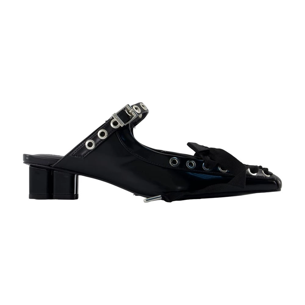 Ganni Women's Black Heeled Mules, 5 Uk, Eyelets Lace Up Sandals