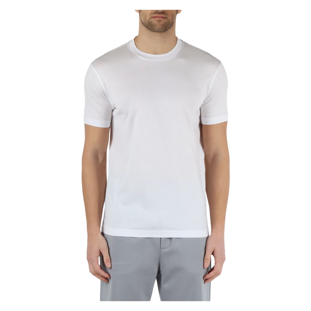Emporio Armani Essentiële Katoenen en Lyocell T-shirt White Heren