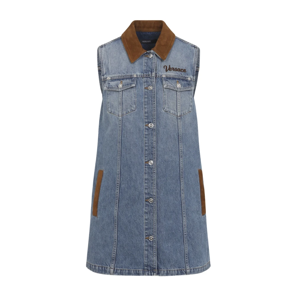 Versace Women's Blue Denim A-Line Dress - Short Dresses - M - Dresses