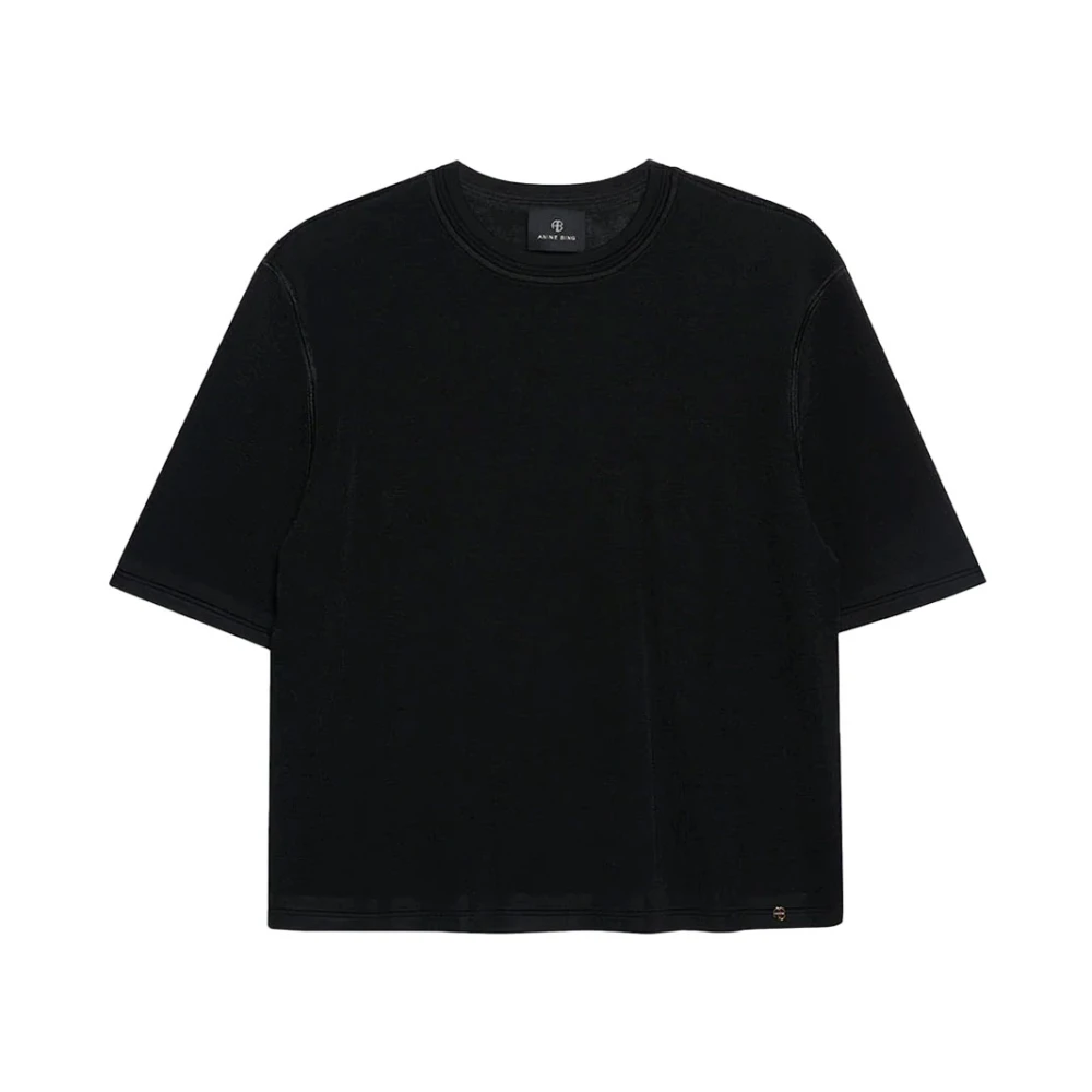 Anine Bing Klassieke Zwarte Trui Ronde Hals Black Dames