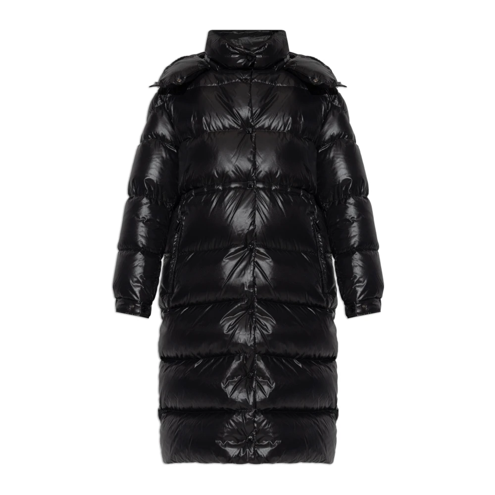 Moncler Lange Jas voor Stijlvolle Winterlook Black Dames
