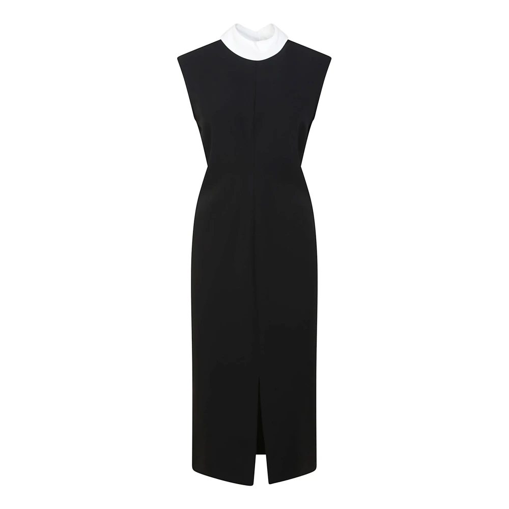 Max Mara Studio Zwarte Cady Jurk met Ivoor Kraag Black Dames