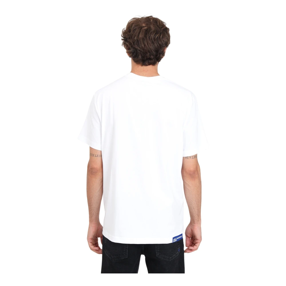 Karl Lagerfeld Portret Print Wit T-shirt White Heren