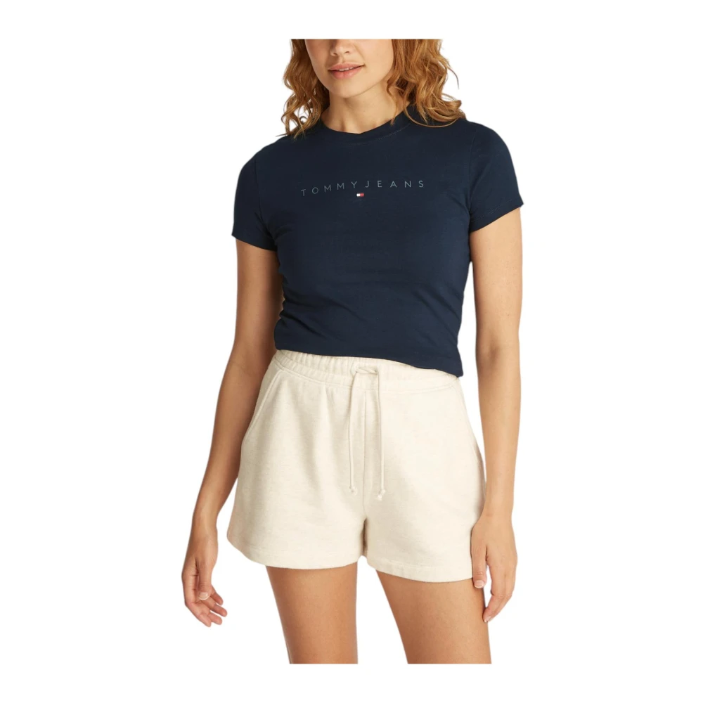 Tommy Jeans Blauw Kortemouw Ronde Hals T-Shirt Blue Dames