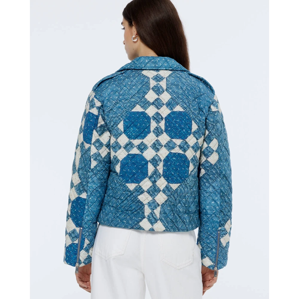 Scotch & Soda Gewatteerde Bikerjas Heirloom Print Blue Dames