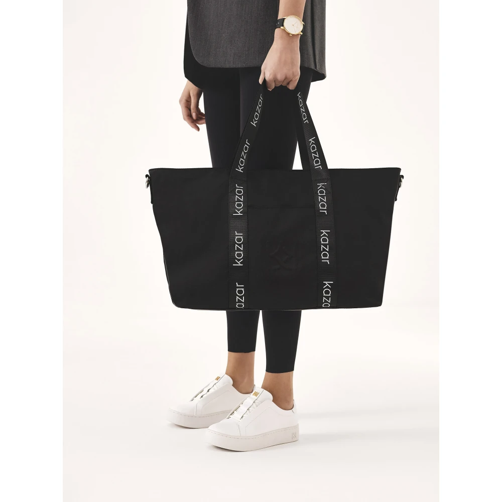Kazar Textiel tote tas met logo riem Black Dames