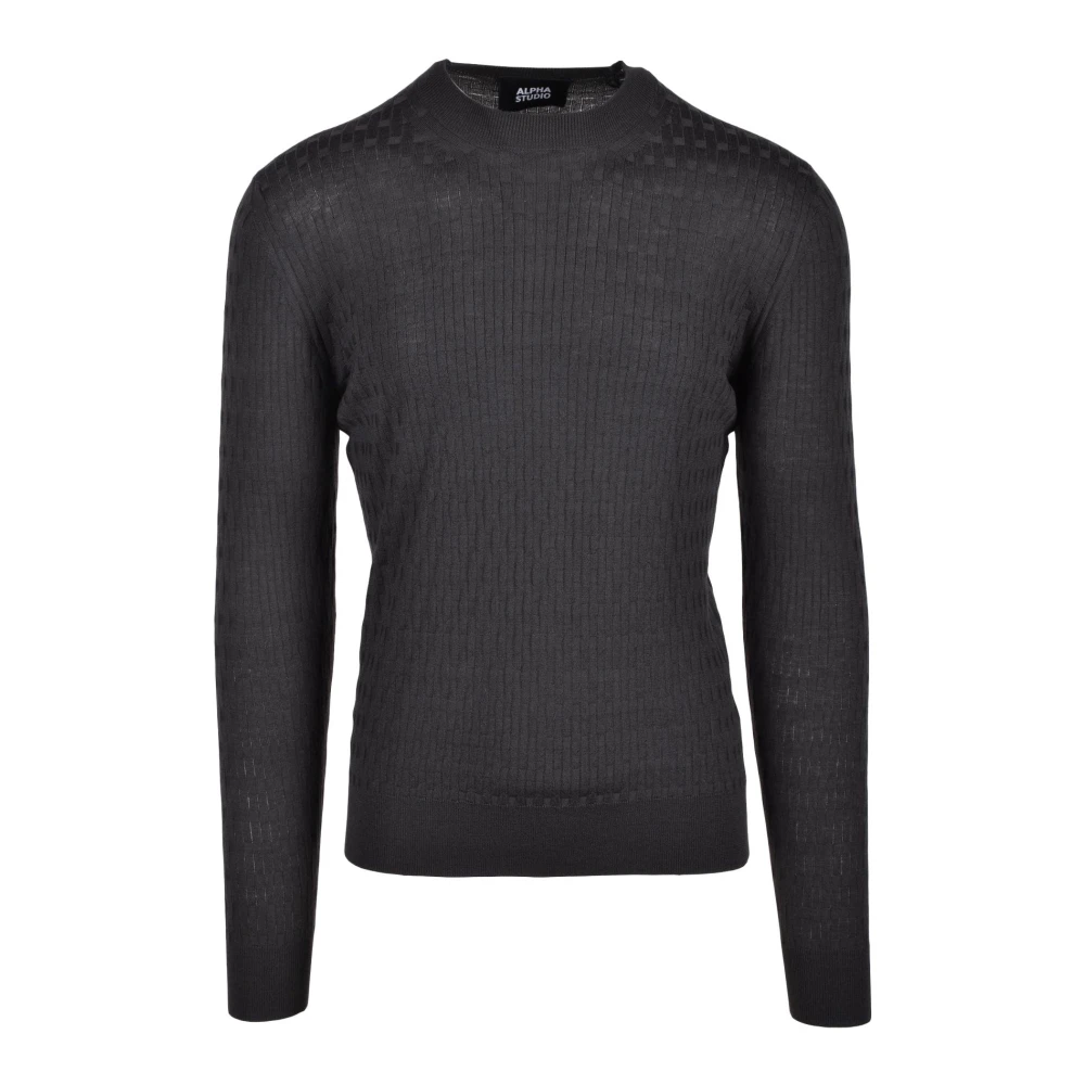 Alpha Studio Merino Wol Gebreide Top Gray Heren