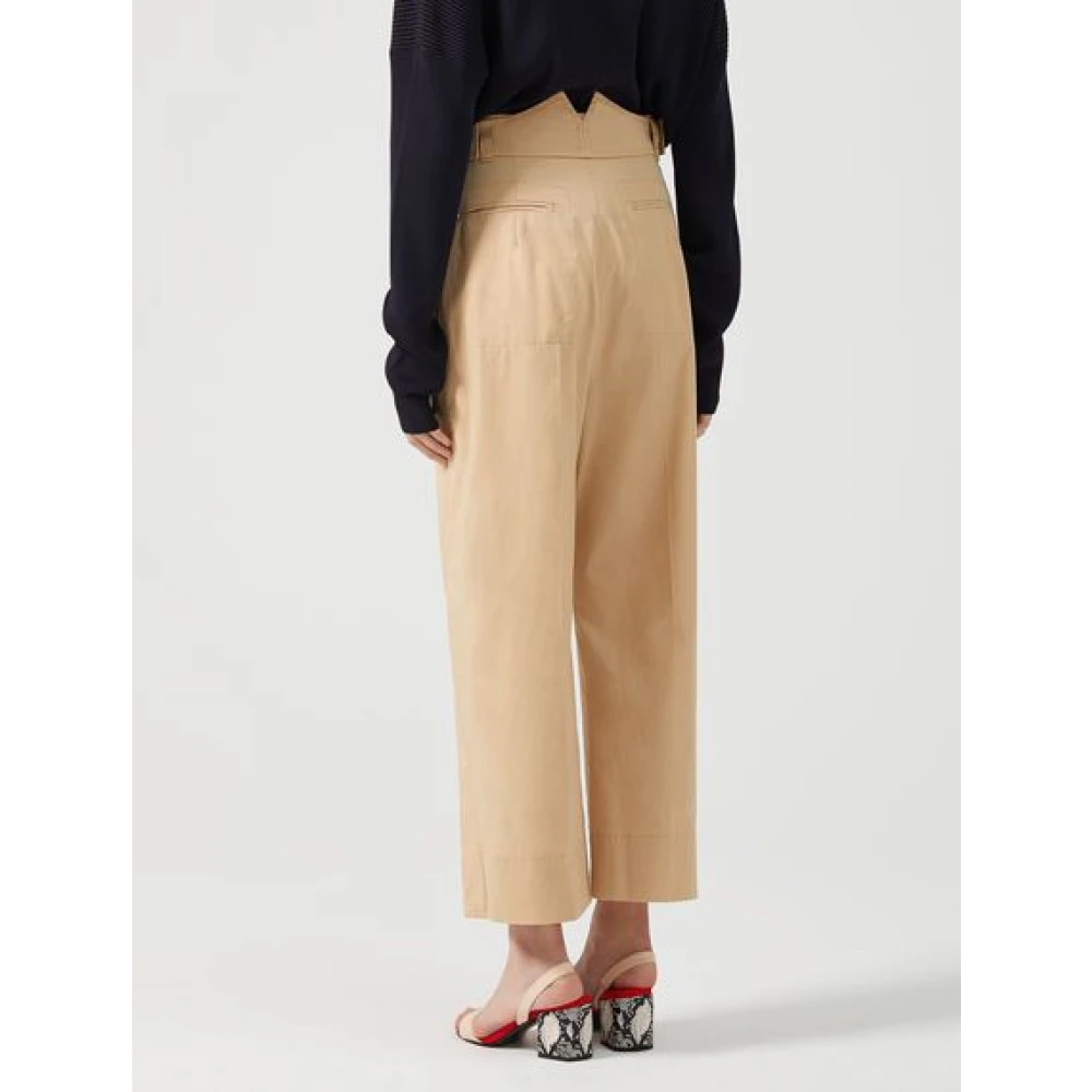 SPORTMAX Beige Katoenen Broek Beige Dames
