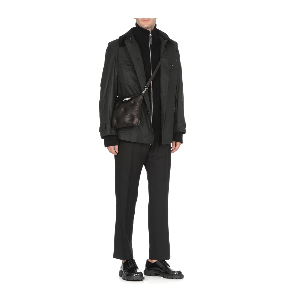 Maison Margiela Zwarte wollen broek met iconische details Black Heren