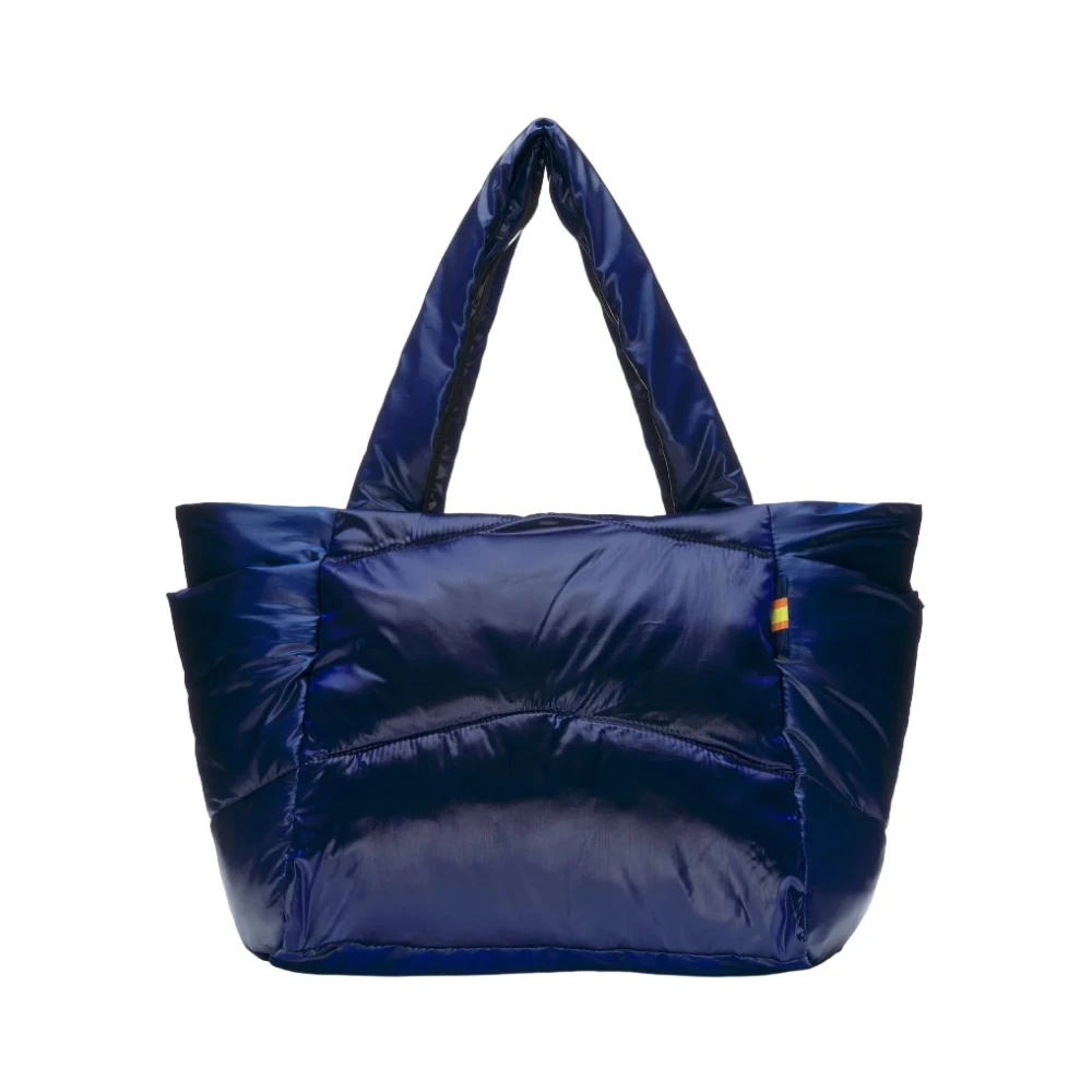 K-way Blauwe Diamant Gestikte Nylon Tote Tas Blue Dames