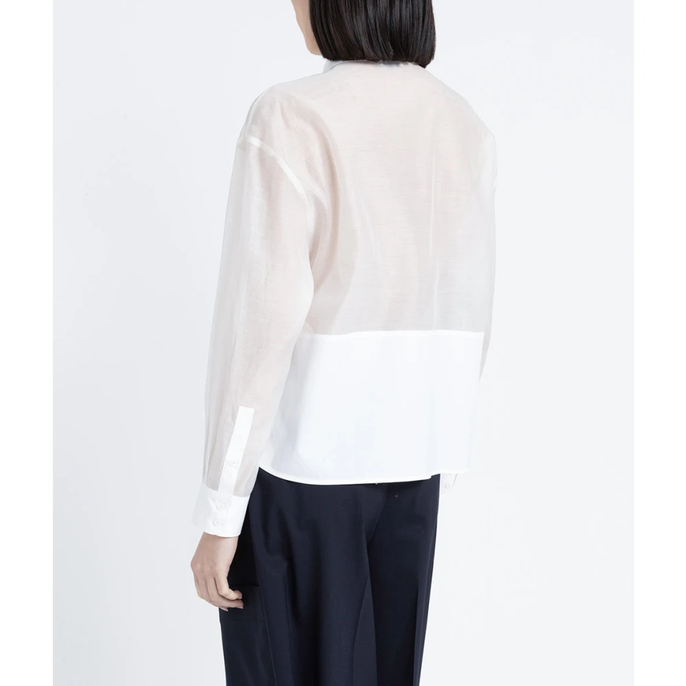 PESERICO Ondoorzichtige katoen-zijden organza shirt White Dames