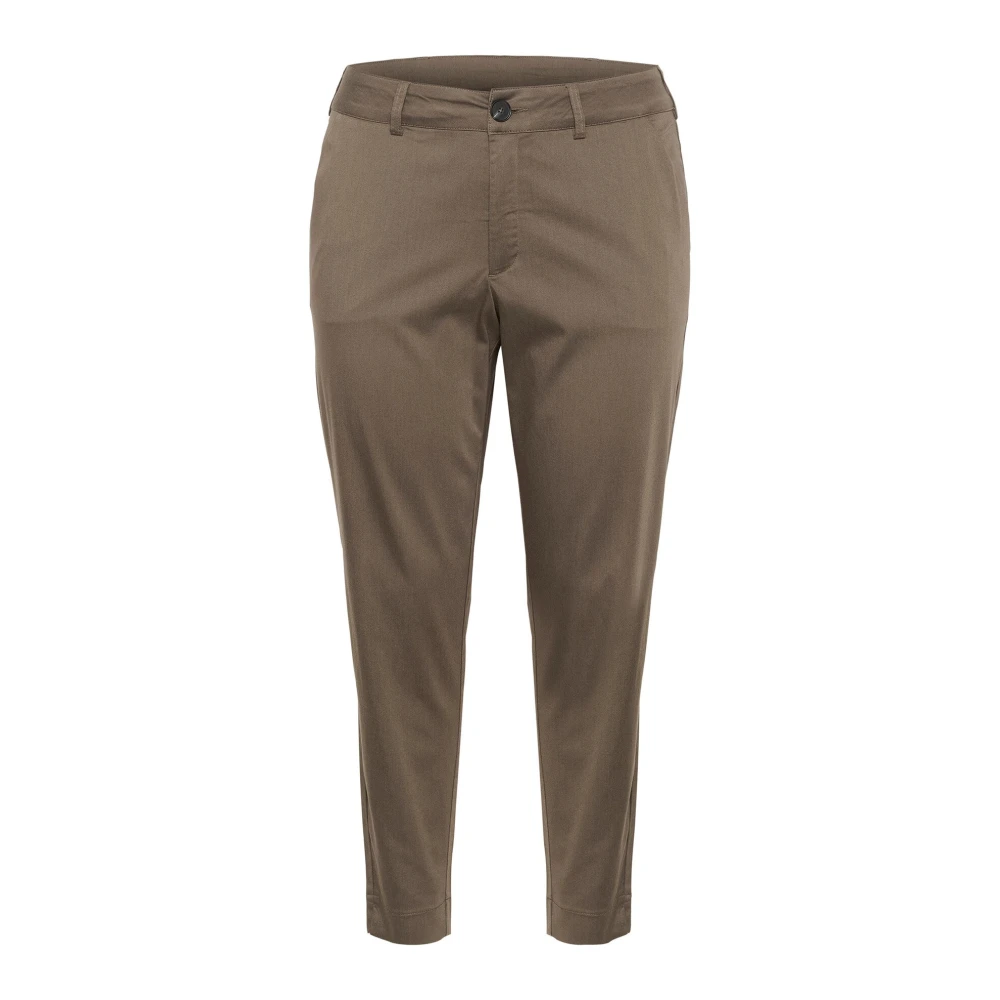 Kaffe Curve Women's Brown Cropped Chino Trousers - Chinos - 2XL - Trousers