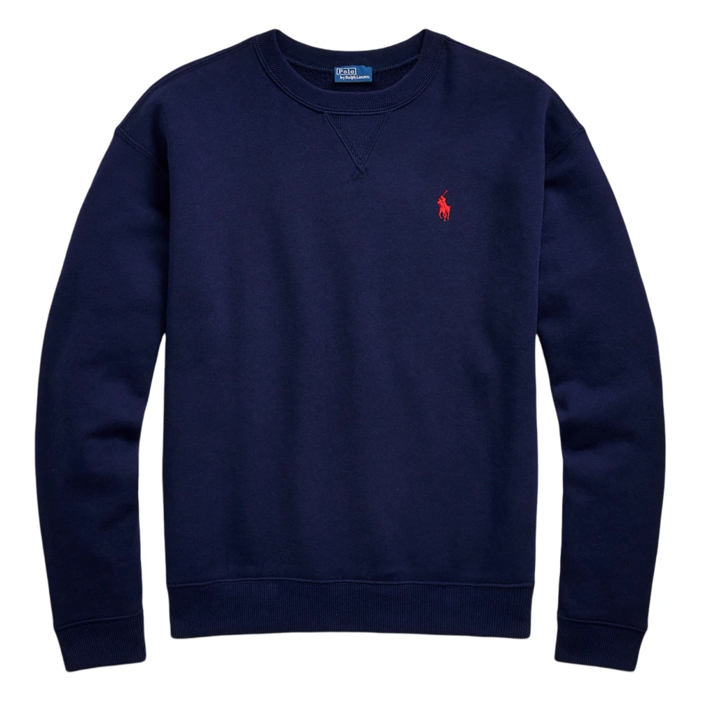 Marineblå Fleece Crewneck Pullover Genser