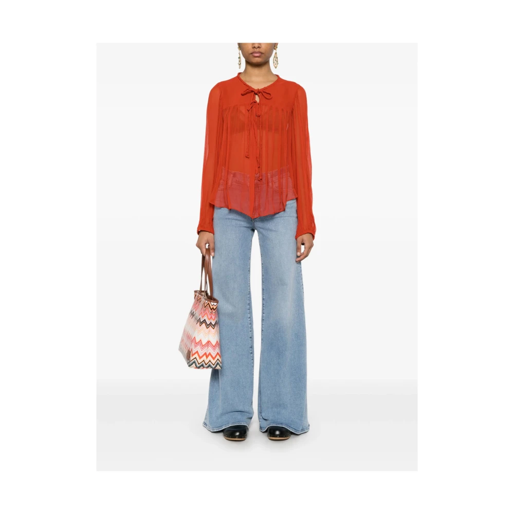 Isabel marant Rode Geplooide Top Met Lange Mouwen Red Dames