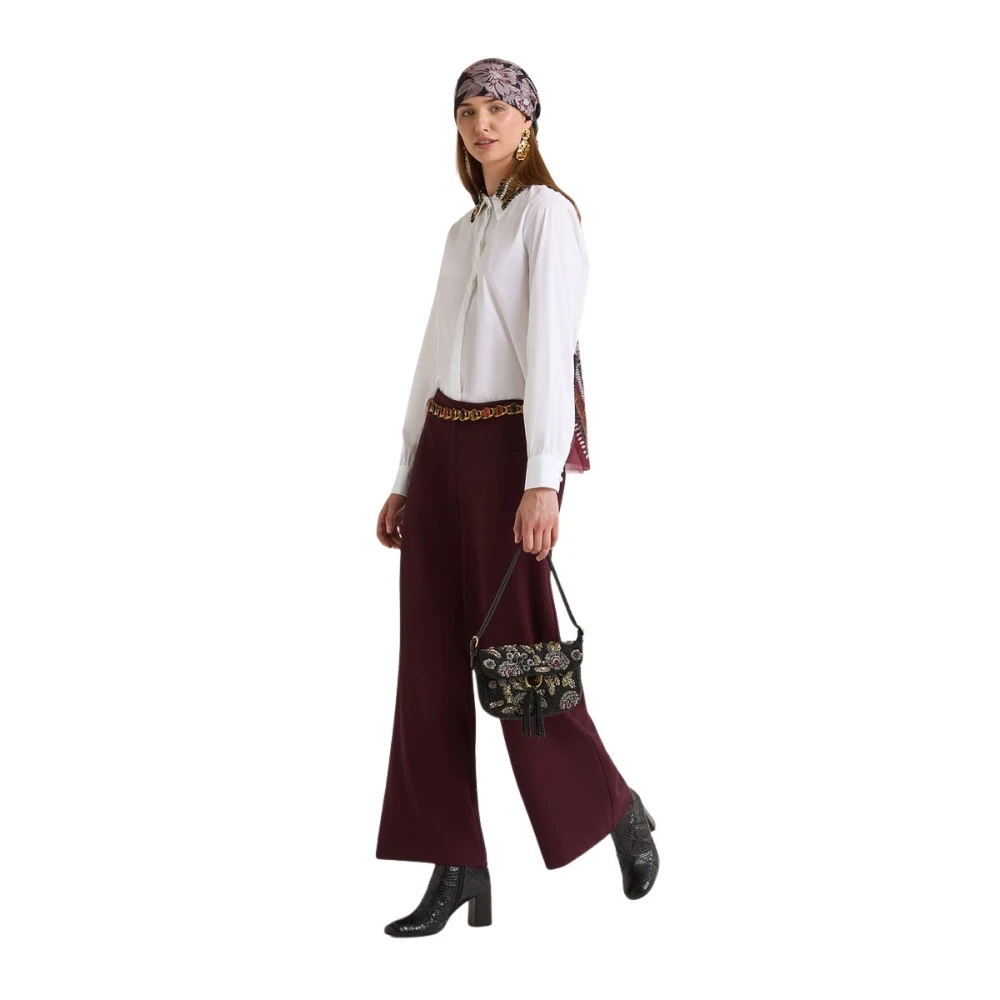 Maliparmi Women's Red Wide Trousers, 2XS, Cady Trousers