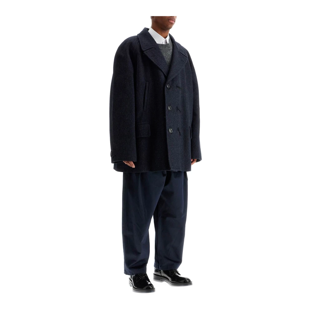 Maison Margiela Oversized Wool Caban Sports Jacket Blue Heren