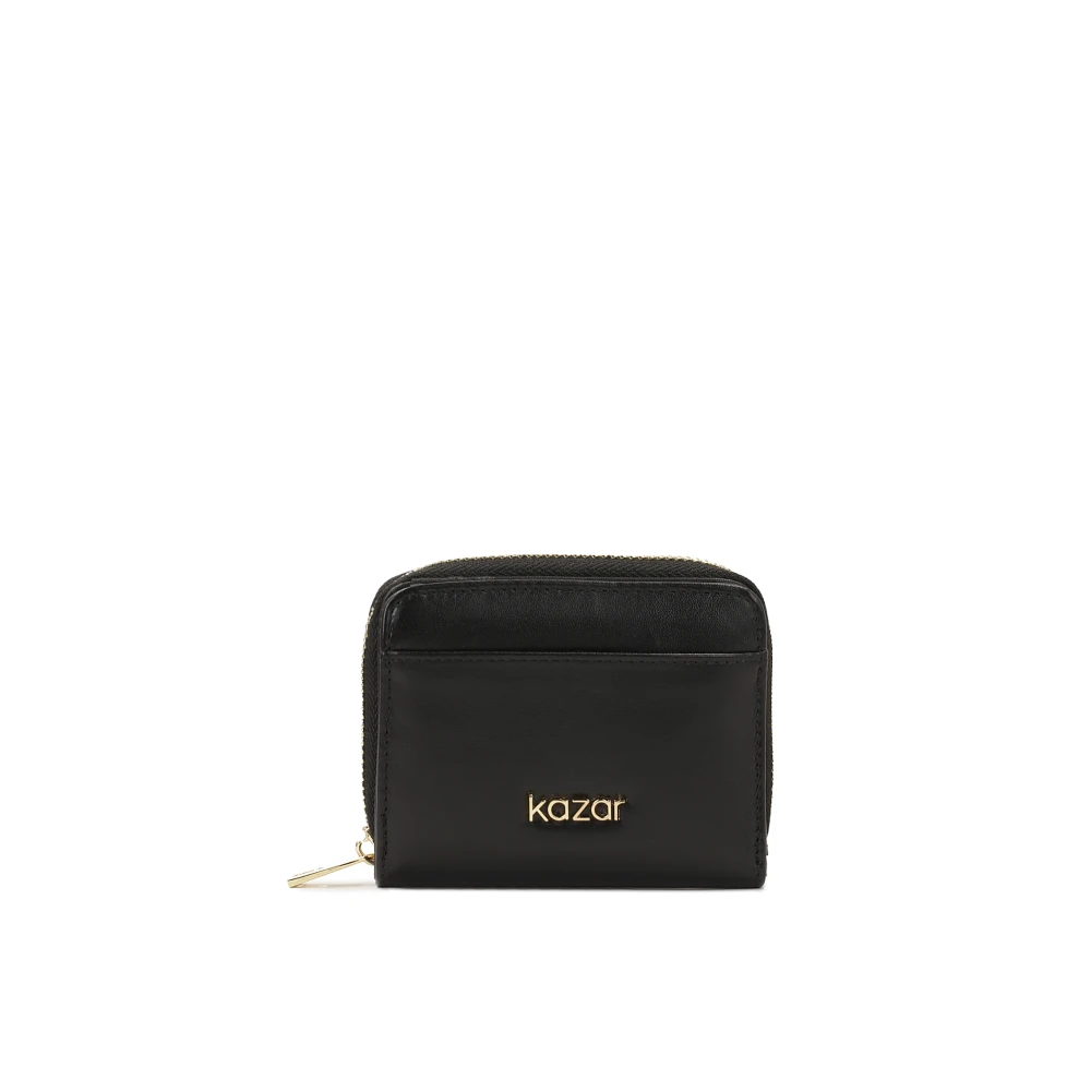 Kazar Compacte zwarte ritssluiting portemonnee Black Dames