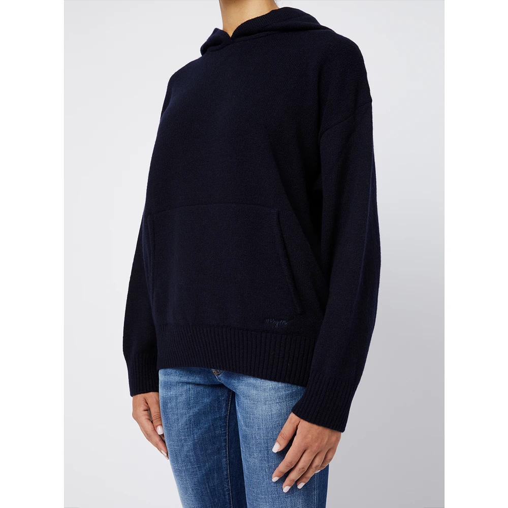 Msgm Navy Hoodie van wol voor vrouwen Blue Dames