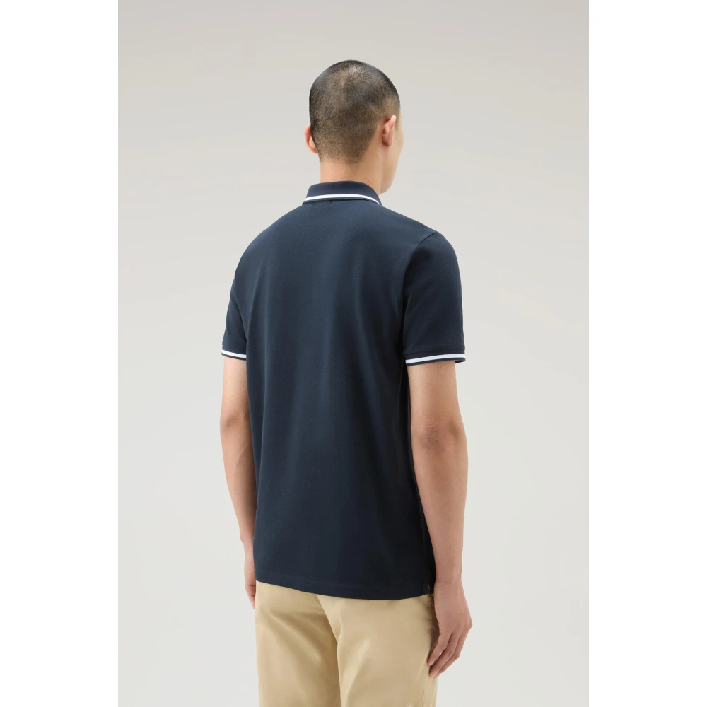 Woolrich Grafische Polo Shirt met Gestreepte Details Blue Heren