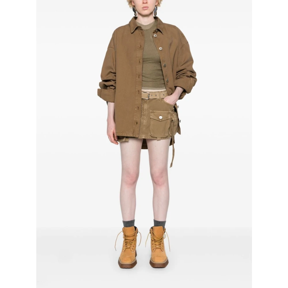The Attico Op Maat Gemaakte Khaki Mini Rok Brown Dames