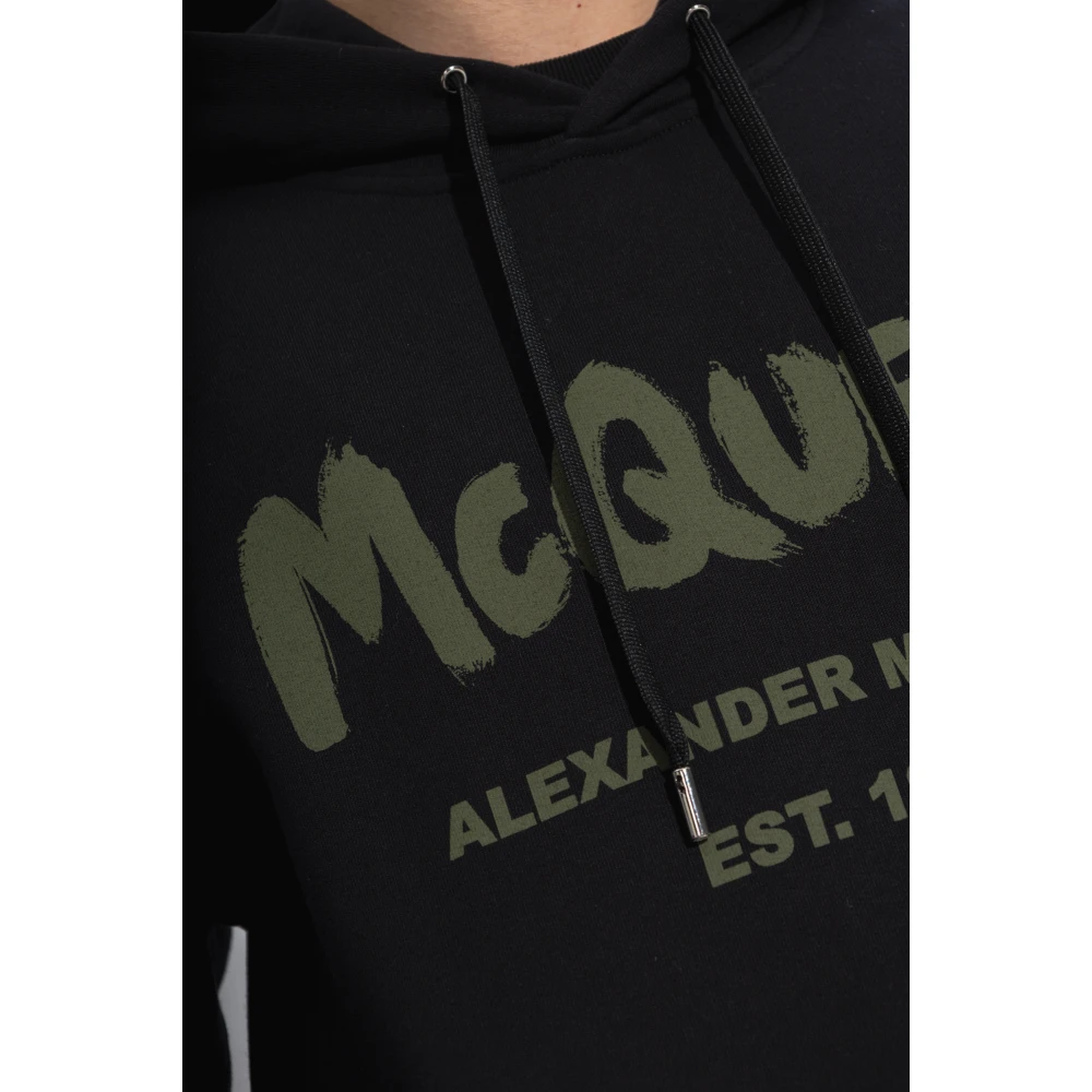 alexander mcqueen Bedrukte hoodie Black Heren