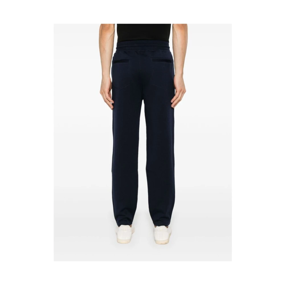BRUNELLO CUCINELLI Navy Blue Jersey Broek Elastische Taille Blue Heren