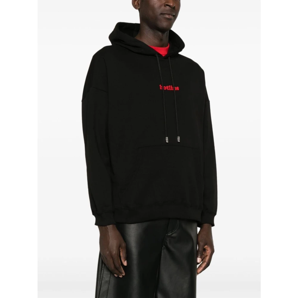 Gcds Zwarte Geborduurde Hoodie Black Heren