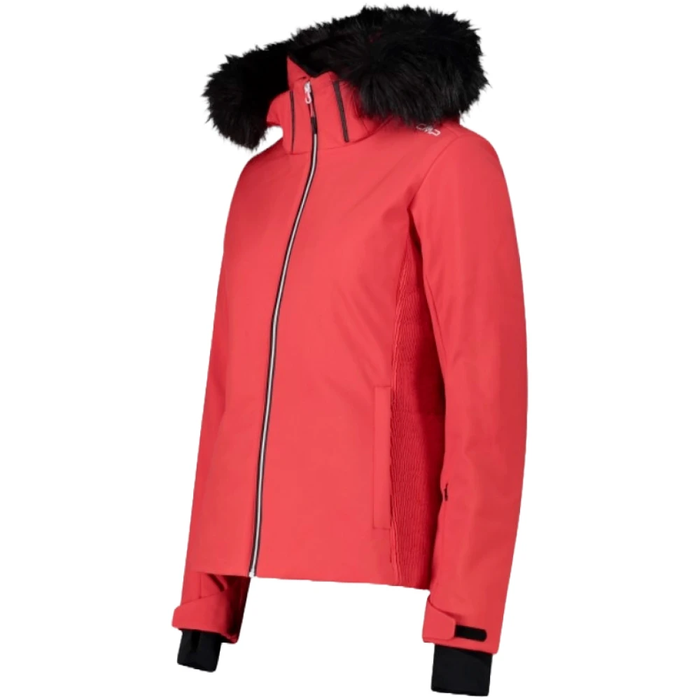 CMP Rode Winterjas met Nepbont Red Dames