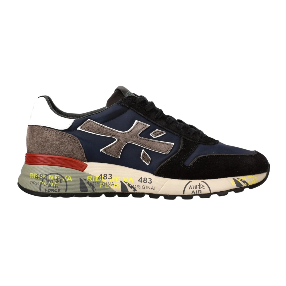 Premiata Blå Mix Material Sneakers med Färgglada Detaljer Blue, Herr