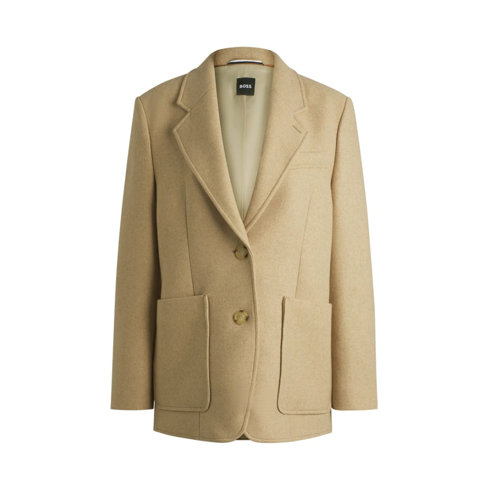 Hugo Boss Oversized Jovana-PP Blazer met Gestreepte Details Beige Dames