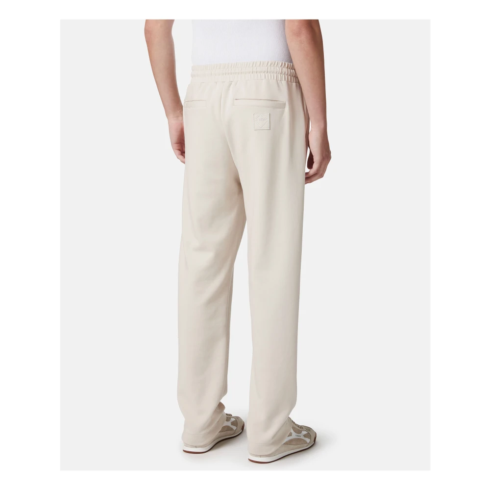 Iceberg Stoffige witte broek in scuba-effect fleece met logopatch Beige Heren