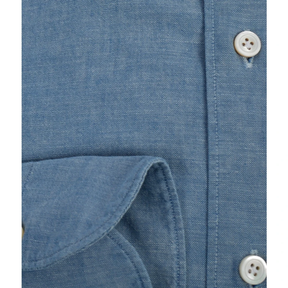 Finamore Gaeta Chambray Overhemd met Zachte Kraag Blue Heren